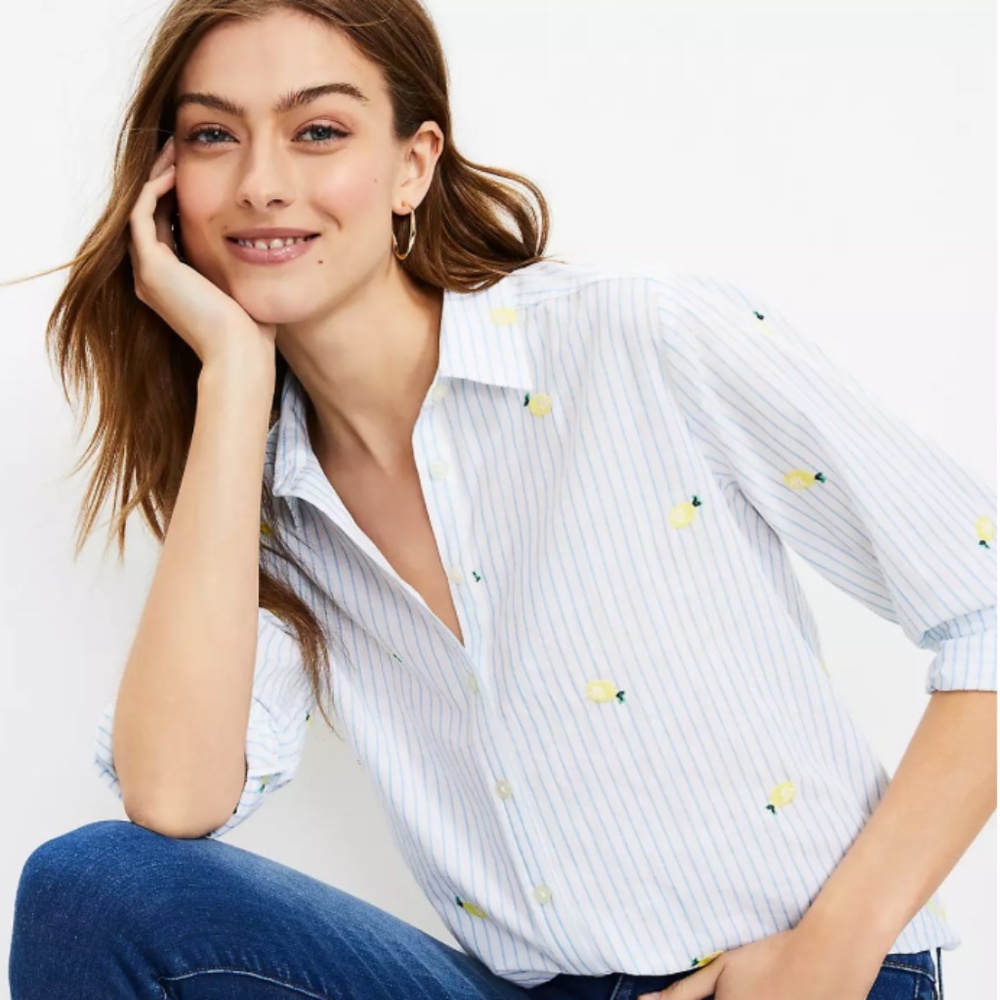 LOFT Lemon Stripe Everyday shirt